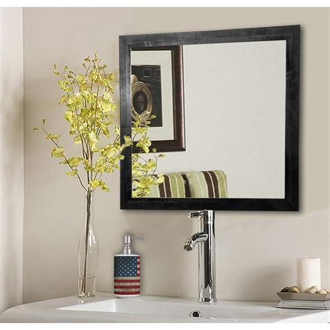 H Round Aluminum Framed Wall Bathroom Vanity Mirror in Black. . Home depot mirrors for bathrooms